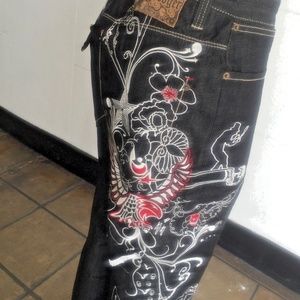 Men's Artful Dodgers Black/Red/ White Denim Pants
